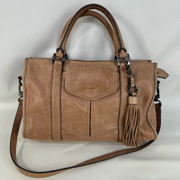 Aimee Kestenberg Handbags - Aimee Kestenberg Heston Satchel Leather Handbag with gunmetal hardware